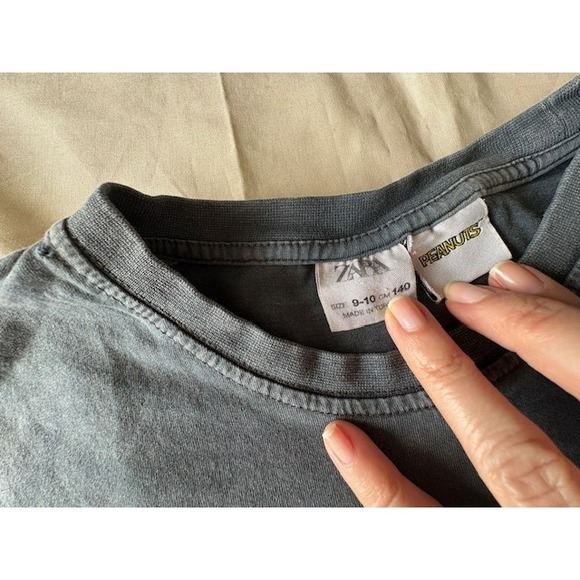 Zara Woodstock Peanuts T-shirt Girls 9-10 Y Gray Graphic Print Logo Short Sleeve - Picture 3 of 10